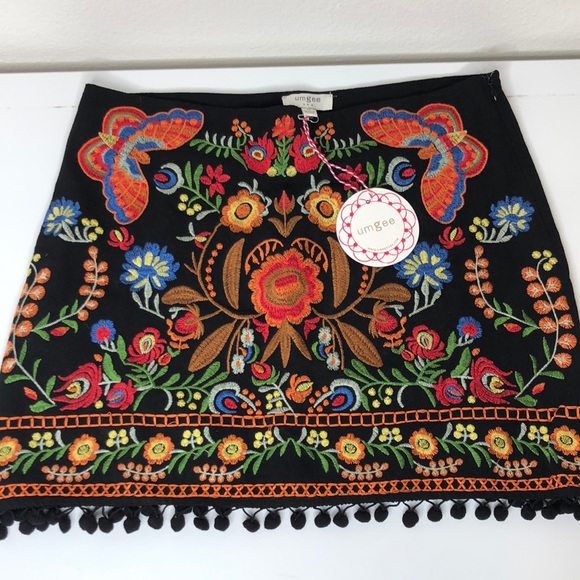 Umgee Dresses & Skirts - Umgee Bohemian Mini Skirt With Embroidery